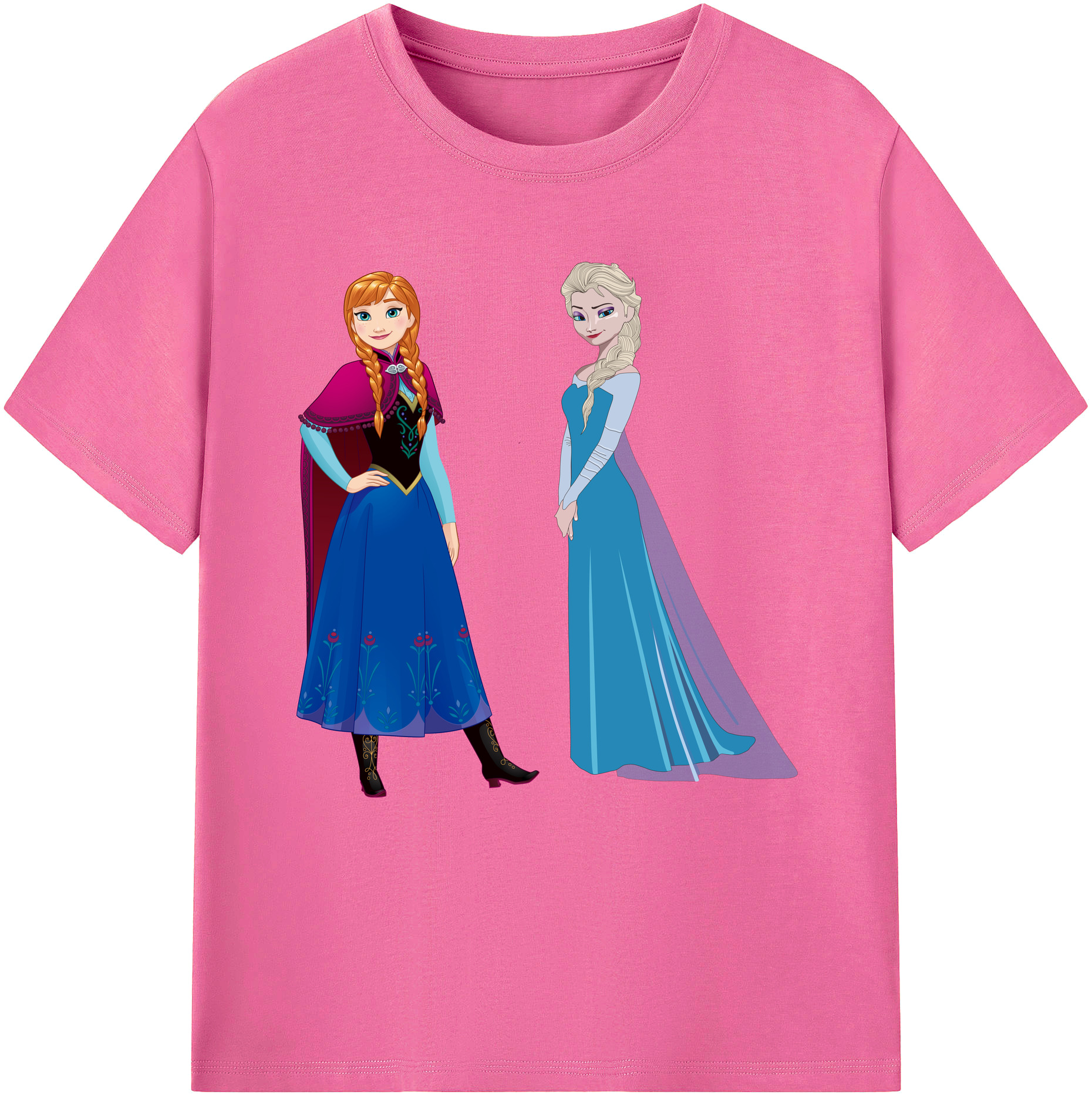 （画像用） アナと雪の女王 アンナ エルサ Frozen Anna Elsa レディースカジュアルプリントTシャツ（綿100％）